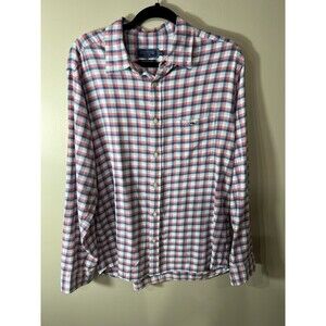 Vineyard Vines Mens Classic Fit Cotton Shirt Blue Pink Plaid Long Sleeve Large